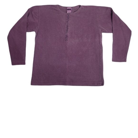VINTAGE 90s top faded maroon long sleeve boxy hook and eye M - Picture 1 of 10
